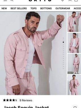 ORTTU Men's Pink Sequin Shirt Jacket